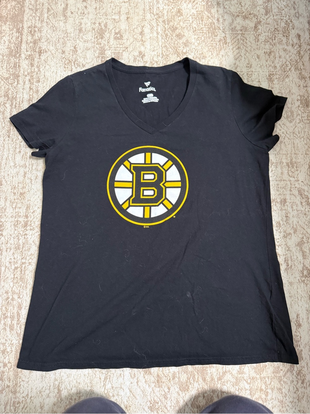 Fanatics Black V-Neck Tee with White Logo